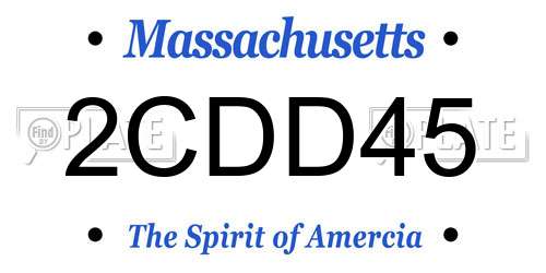 2CDD45 Massachusetts License Plate