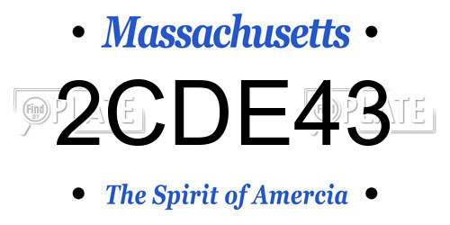 2CDE43 Massachusetts License Plate