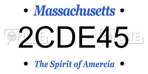 2CDE45 Massachusetts License Plate