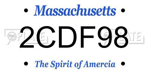 2CDF98 Massachusetts License Plate