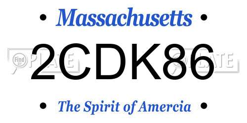 2CDK86 Massachusetts License Plate