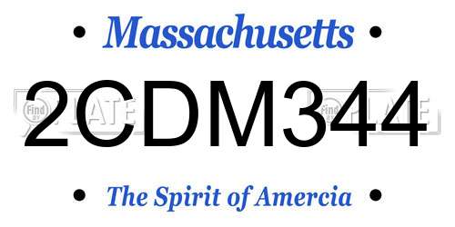 2CDM344 Massachusetts License Plate