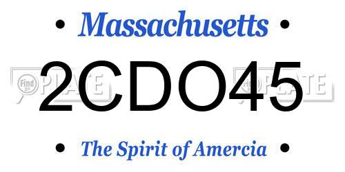 2CDO45 Massachusetts License Plate