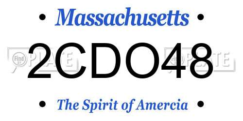 2CDO48 Massachusetts License Plate