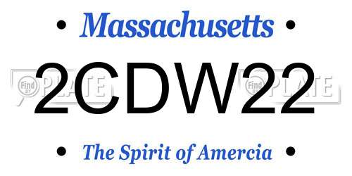 2CDW22 Massachusetts License Plate