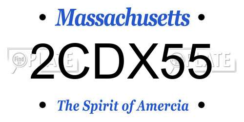 2CDX55 Massachusetts License Plate