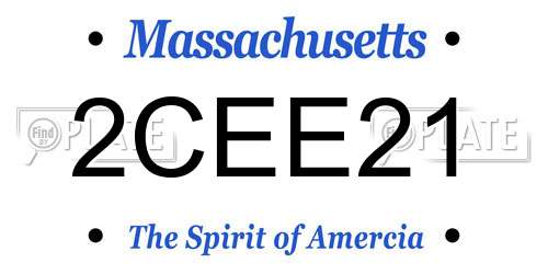 2CEE21 Massachusetts License Plate