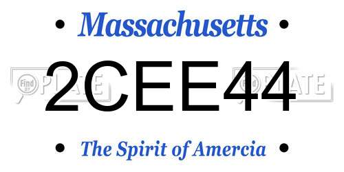 2CEE44 Massachusetts License Plate