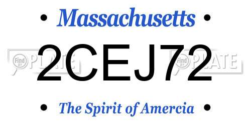 2CEJ72 Massachusetts License Plate
