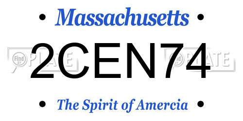 2CEN74 Massachusetts License Plate