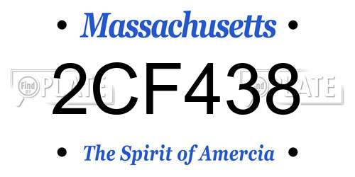 2CF438 Massachusetts License Plate