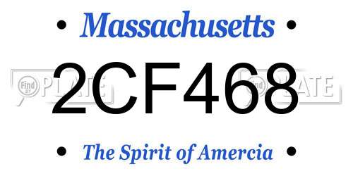 2CF468 Massachusetts License Plate