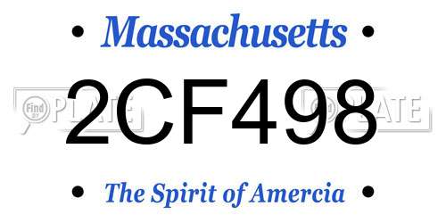 2CF498 Massachusetts License Plate
