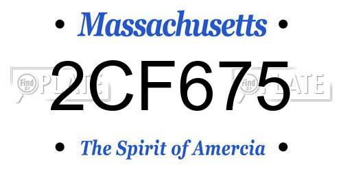 2CF675 Massachusetts License Plate