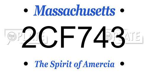 2CF743 Massachusetts License Plate