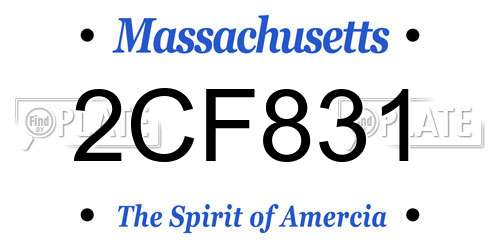 2CF831 Massachusetts License Plate