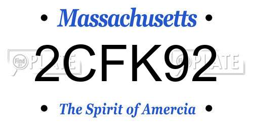 2CFK92 Massachusetts License Plate