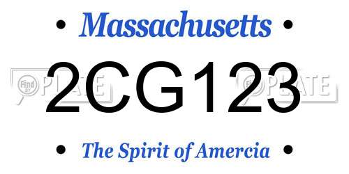 2CG123 Massachusetts License Plate