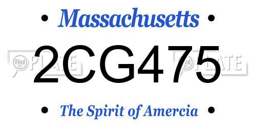 2CG475 Massachusetts License Plate