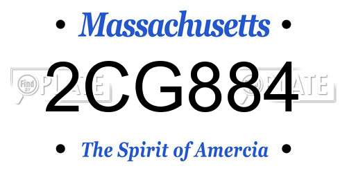 2CG884 Massachusetts License Plate