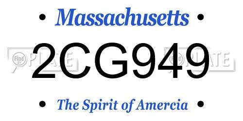 2CG949 Massachusetts License Plate