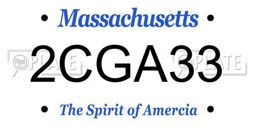 2CGA33 Massachusetts License Plate