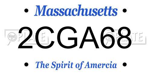 2CGA68 Massachusetts License Plate