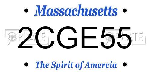 2CGE55 Massachusetts License Plate