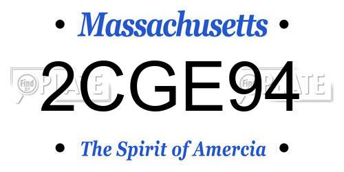 2CGE94 Massachusetts License Plate