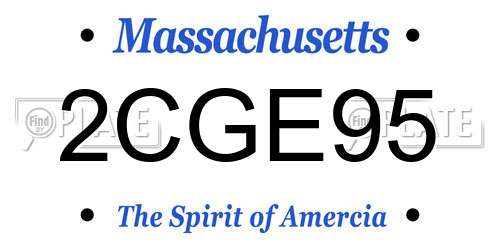 2CGE95 Massachusetts License Plate