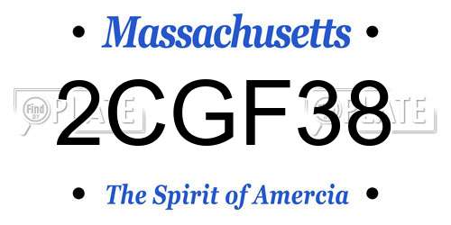 2CGF38 Massachusetts License Plate