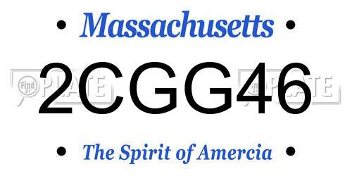 2CGG46 Massachusetts License Plate