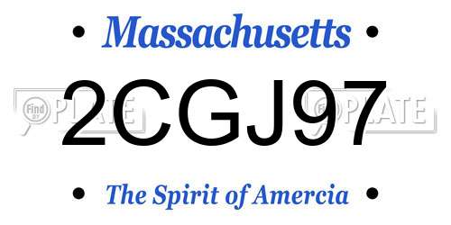 2CGJ97 Massachusetts License Plate