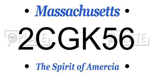 2CGK56 Massachusetts License Plate