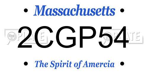 2CGP54 Massachusetts License Plate
