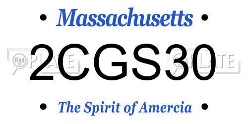 2CGS30 Massachusetts License Plate