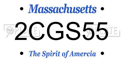 2CGS55 Massachusetts License Plate