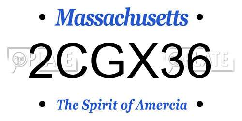 2CGX36 Massachusetts License Plate