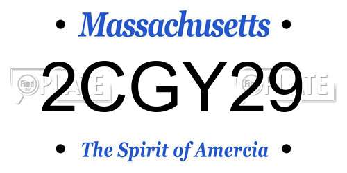 2CGY29 Massachusetts License Plate