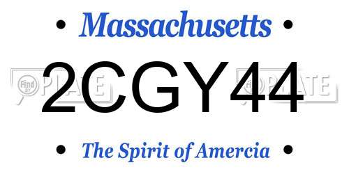 2CGY44 Massachusetts License Plate