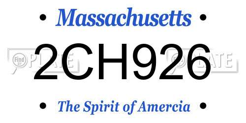 2CH926 Massachusetts License Plate