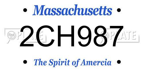 2CH987 Massachusetts License Plate