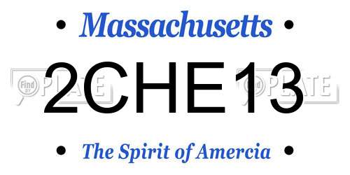 2CHE13 Massachusetts License Plate