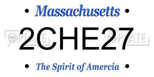 2CHE27 Massachusetts License Plate