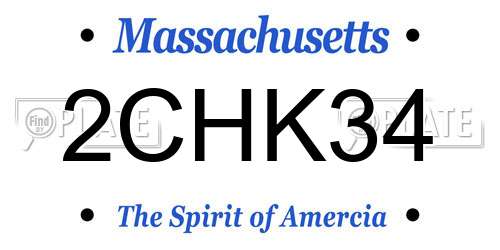 2CHK34 Massachusetts License Plate