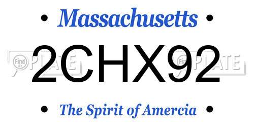 2CHX92 Massachusetts License Plate