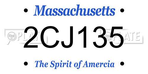 2CJ135 Massachusetts License Plate