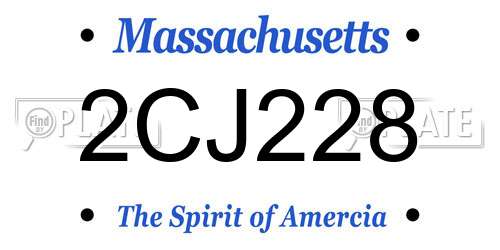 2CJ228 Massachusetts License Plate