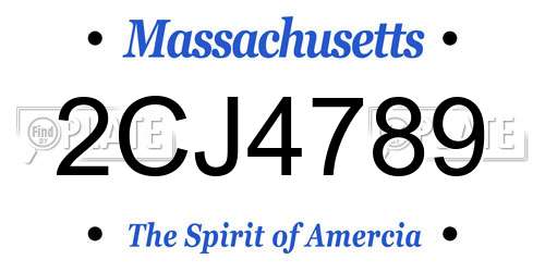 2CJ4789 Massachusetts License Plate