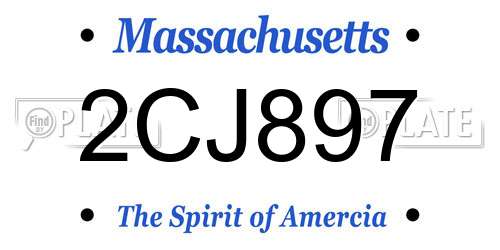 2CJ897 Massachusetts License Plate